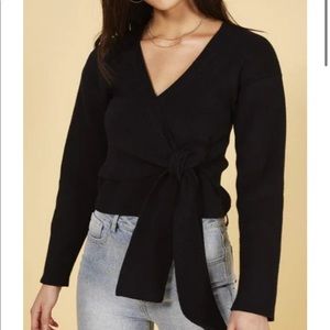 Minkpink ballet style Wrap knit sweater